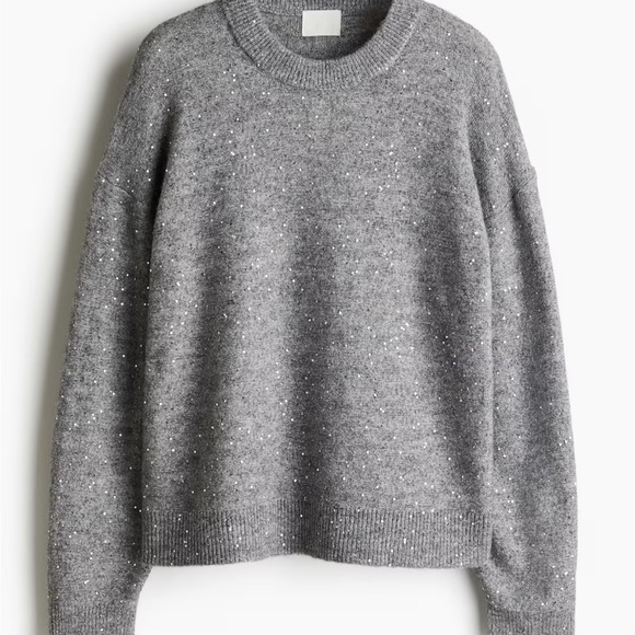 H&M Gray Shiny Boyfriend Embellished Sweater XS - Picture 10 of 11